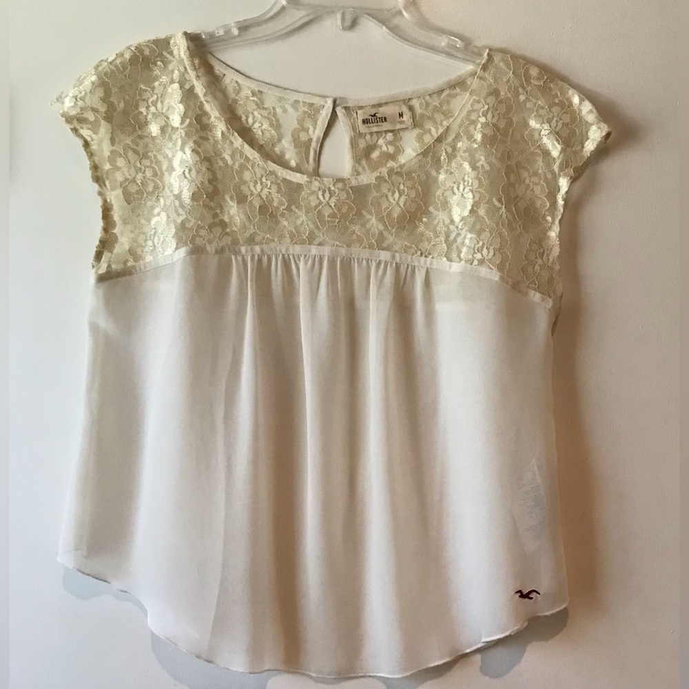 M Hollister Women's Cream Lace Top